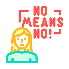 no means no feminism woman color icon vector. no means no feminism woman sign. isolated symbol illustration