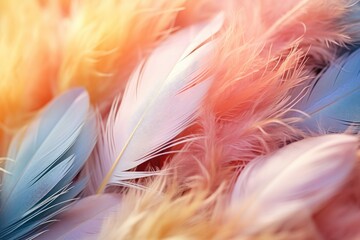 Macro view of a dream card with soft feathers in boho style