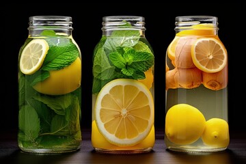Natural organic detox drink with mint honey lemon and ginger for weight loss or fasting