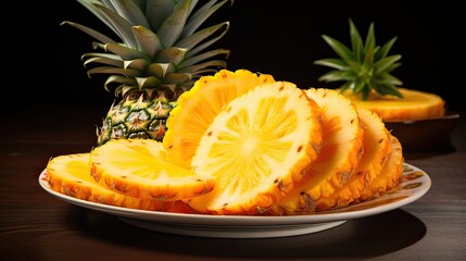 Wholesome and tropical, pineapple satisfaction, revitalizing snack, healthful nibbling. Crafted with skill. Generated by AI.