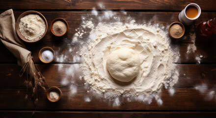 Dough and ingredients on the table