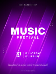 Music festival poster design. Music party invitation flyer template. Vector illustration