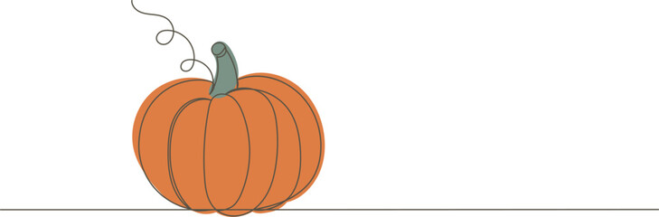 pumpkin continuous line drawing, isolated vector
