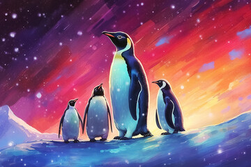 penguins family. Generative Ai