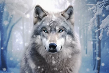  Wild wolf in winter forest. Generative Ai © Alexandra