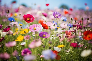 Vibrant wildflower filled meadow