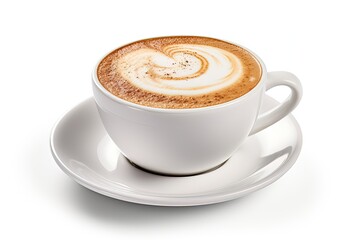 White cappuccino froth cup isolated on white backdrop