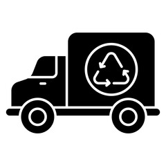 A solid design icon of eco truck