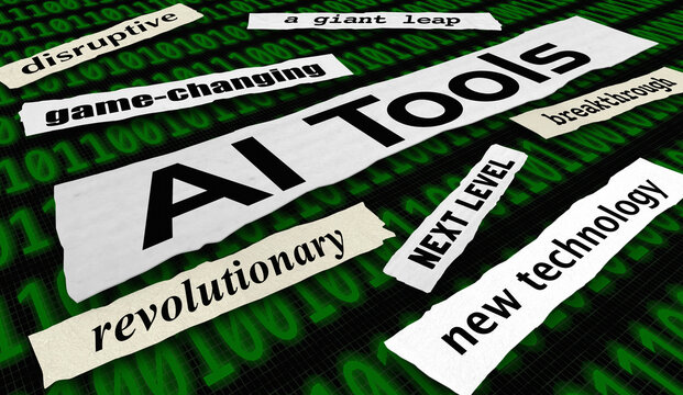 AI Tools News Headlines Artificial Intelligence Generative Productivity Resources 3d Illustration