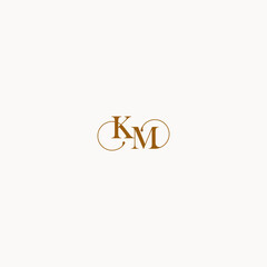 initial logo letter KM luxury design with elegant line concept - obrazy, fototapety, plakaty
