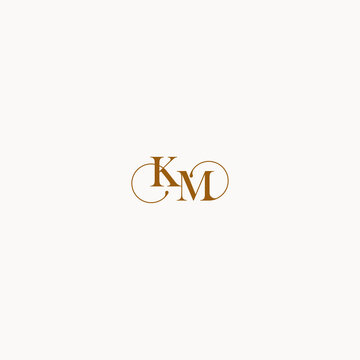 initial logo letter KM luxury design with elegant line concept