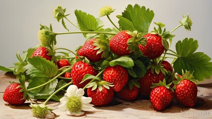 Freshly picked strawberries with their green stems attached are a delightful addition to your summer treats. Culinary versatility, vibrant color, flavor enhancement, fresh ingredients. Generated by AI