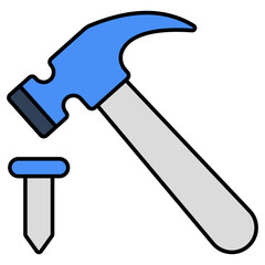 Conceptual flat design icon of fix iron nail 