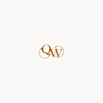 letter QW initial logo with elegant line concept luxury design
