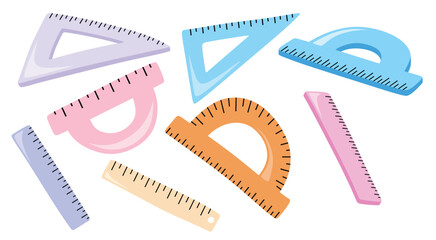 Cute flat cartoon ruler on white background. 