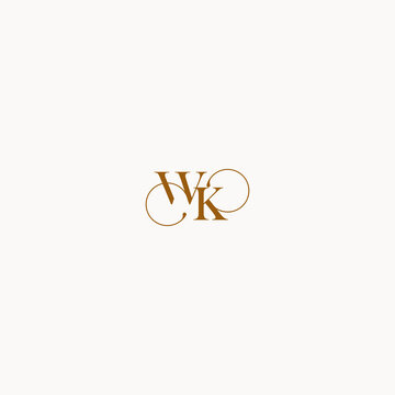 letter WK initial logo with elegant line concept luxury design