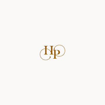 luxury design initial logo with elegant line concept letter HP
