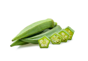 fresh okra isolated on white background