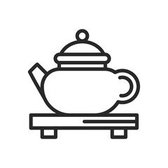 Teapot Icon. Vector Linear Illustration of Traditional Oriental Beverage Symbol, Representing the Elegant Ritual of Asian Tea Ceremonies and the Art of Brewing.