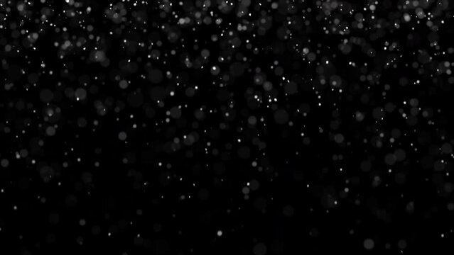 4k Video. Snow flakes overlay. Bokeh background. Xmas lights. 3d Render. Abstract art animation. Snowflakes falls.