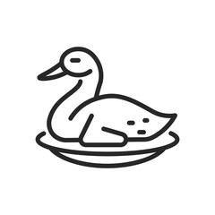 Peking Duck Icon. Vector Linear Illustration of Traditional Chinese Roasted Bird, Perfect for Food and Cuisine Sign and Celebration Meal Emblem.
