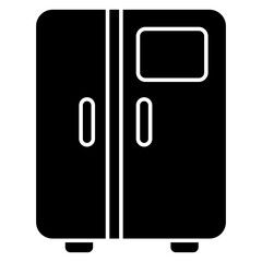 Vector design of double door fridge, solid icon