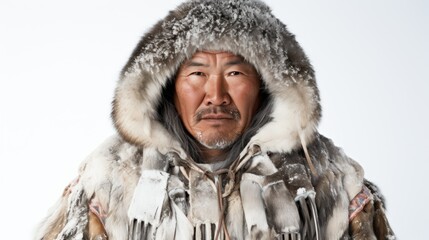 An eskimo wearing traditional clothes - obrazy, fototapety, plakaty