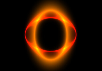 Figura geométrica en rojo , amarillo y naranja degradado sobre fondo negro