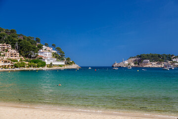 Port de Soller's picturesque shore with turquoise waters, Mallorca