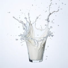 Milk splash out of glass isolated on solid background with clipping path