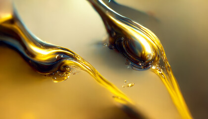 Olive or engine oil splash with waves luxury.