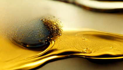 Olive or engine oil splash with waves luxury.