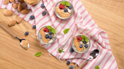 Chia pudding with oat and berries