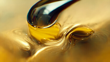 Olive or engine oil splash with waves luxury.