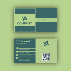 Green style flower pattern business card template design