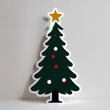 Christmas tree on grey background isolated sticker