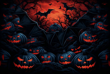 halloween background with bats background created with generative ai