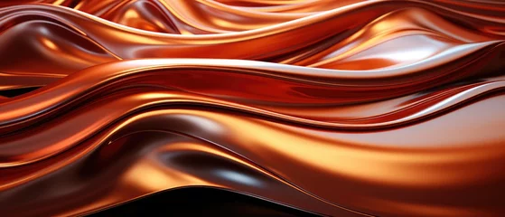 Foto op Plexiglas 3D backdrop showcases the captivating allure of liquid copper metal, a molten masterpiece that exudes warmth and elegance. © Spacemid