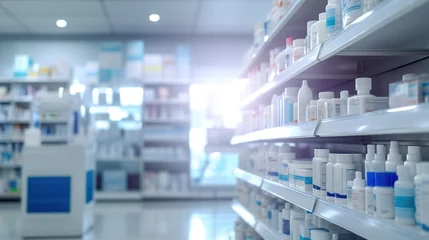  Blurred background of a pharmacy store. Pharmacist and medicine concept. © Irina Sharnina