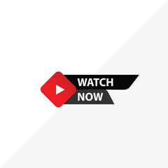 watch now button on white background. play video icon. watch now video play button sign - obrazy, fototapety, plakaty