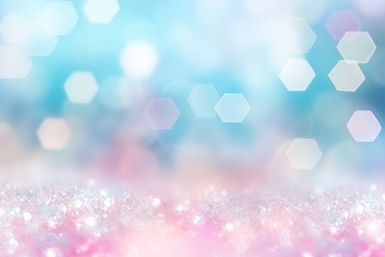 a blurry photo of snow flakes on a blue and pink background. generative ai