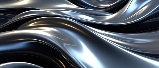 3D background featuring glistening platinum liquid metal, resembling a river of molten platinum, casting an exquisite and luxurious ambiance. - obrazy, fototapety, plakaty