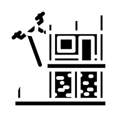 construction site drone glyph icon vector. construction site drone sign. isolated symbol illustration