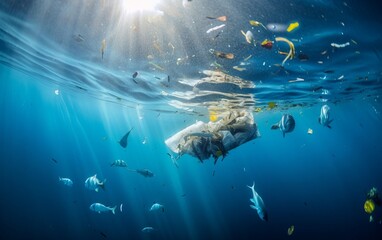 Fototapeta na wymiar garbage floats in the ocean
