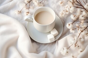 Obraz na płótnie Canvas Cozy New Years Coffee Marshmallows And Winter Holiday Vibes