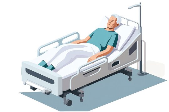 Elderly Patient Sleeping In Hospital Ward, Focusing On Healthcare