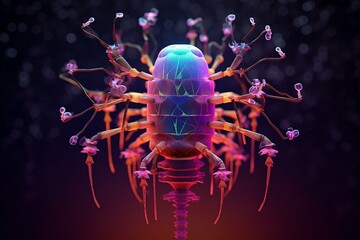 3D render of a complex bacteriophage anatomy. Generative AI