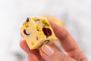 Cranberry pistachio fudge