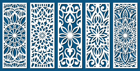 Laser cut arabian grating templates set, window grill with arabesque pattern, vector	