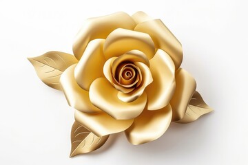 Golden Rose Made Of Paper Petals, Elegant And Shiny